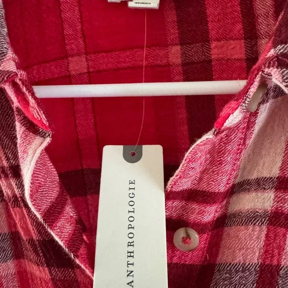 Anthropologie Pilcro Plaid Gauze Shirt-XL-NWT - Picture 5 of 12